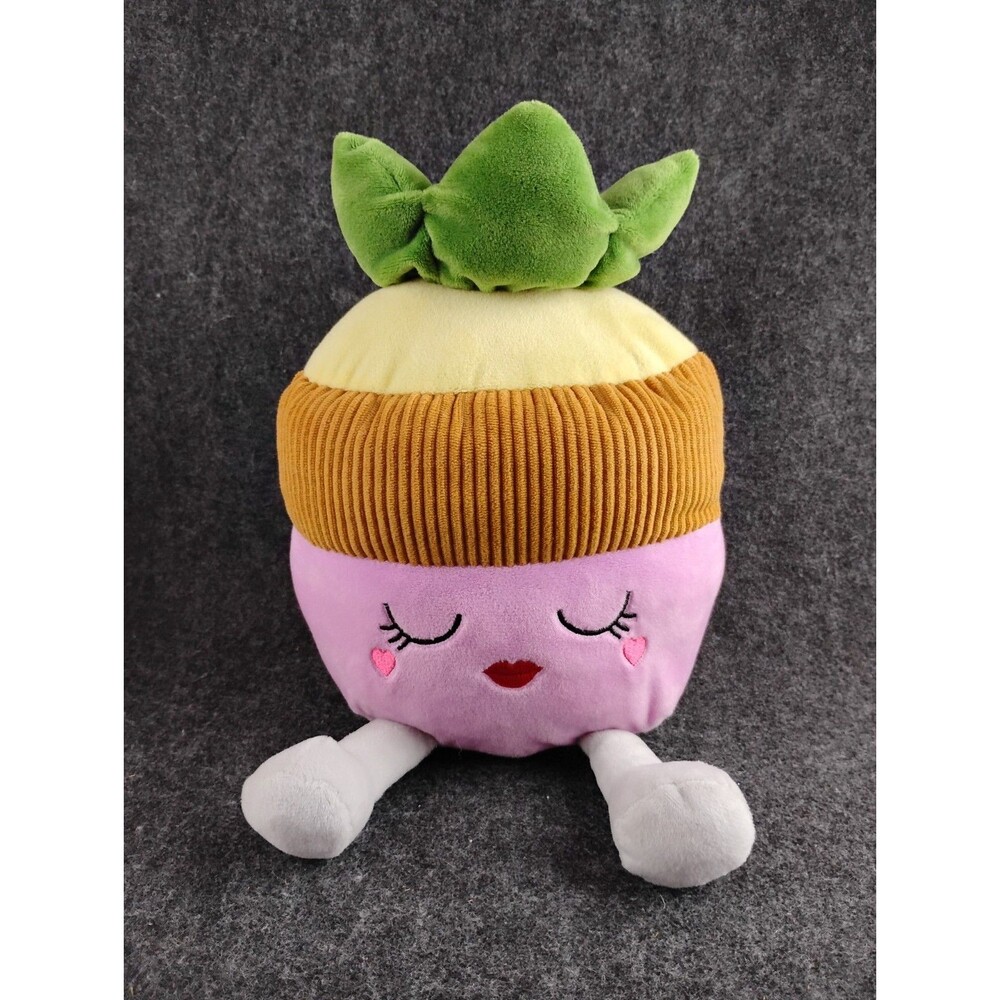 Plush Plant Kellytoy Squishmallow Potted Plant Pink w Hearts Sleepy Closed Eyes